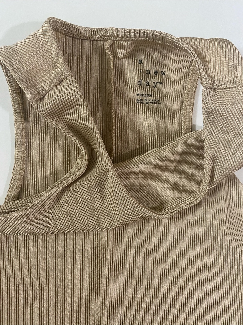 a new day Beige Ribbed High-Neck Tank - Picture 2 of 3
